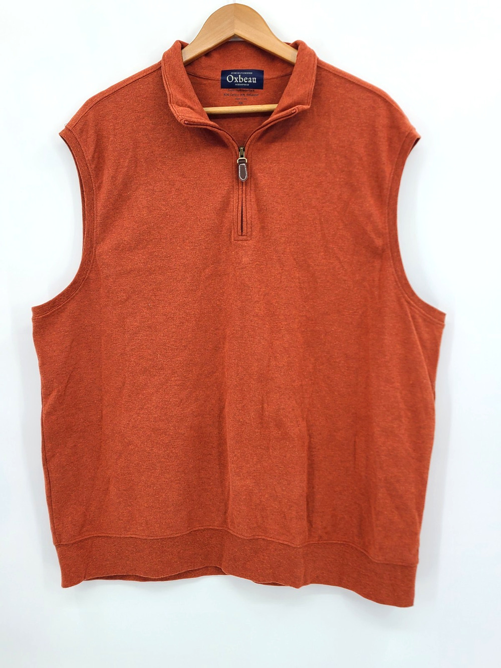 Oxbeau Memphis 1/4 Zip Vest Burnt Orange Southern Preppy Country Club Size XXL